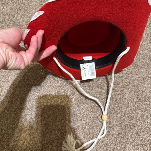 Vibrant Red and White Women's Hat - Picture 3 of 5